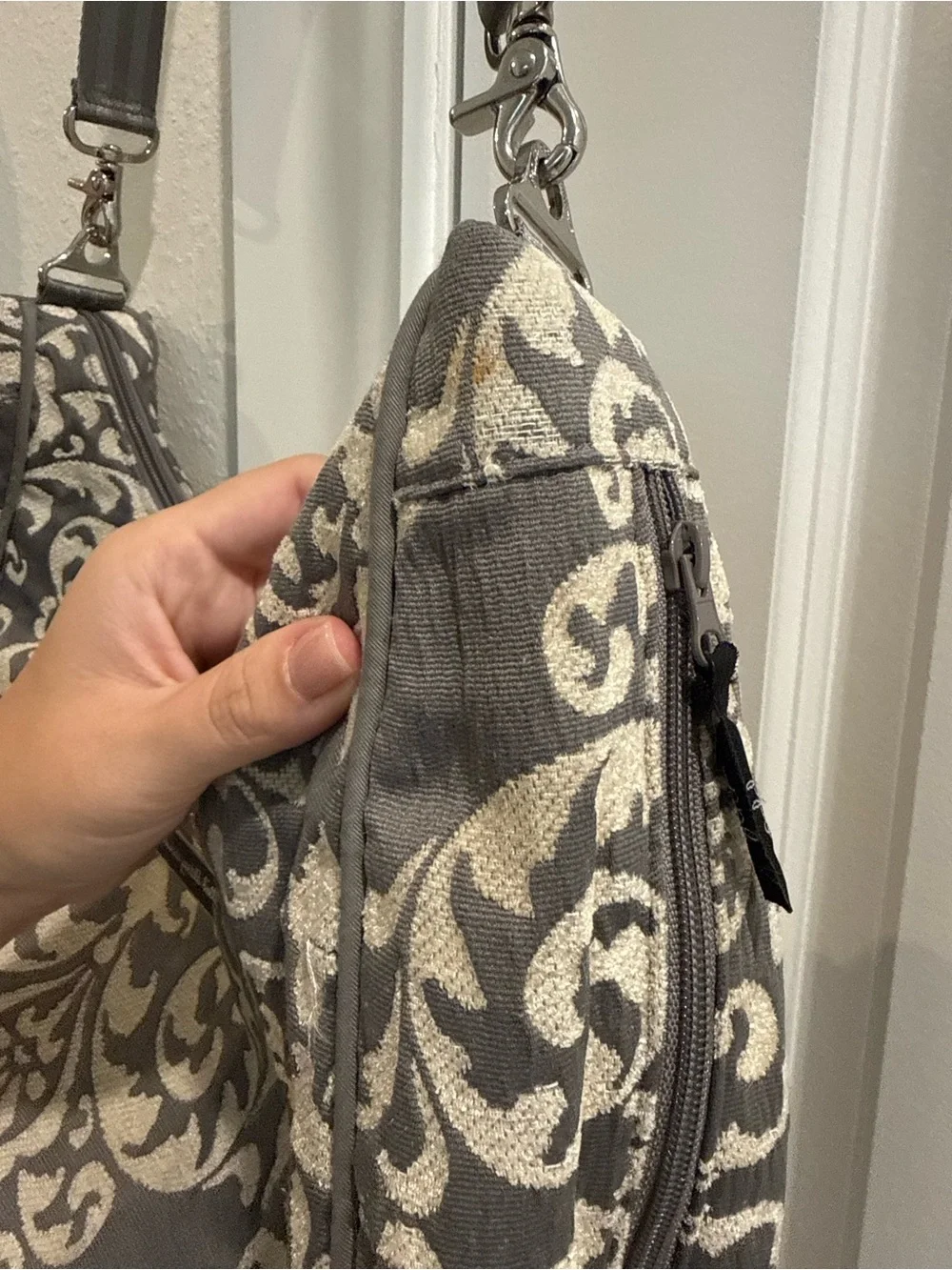Petunia Pickle Bottom Gray and Cream Diaper Bag